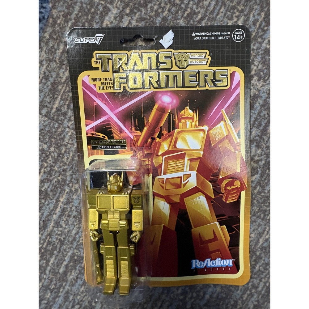 Transformers Super7 ReAction Optimus Prime Gold 3.75" Action Figure NIP Carded
